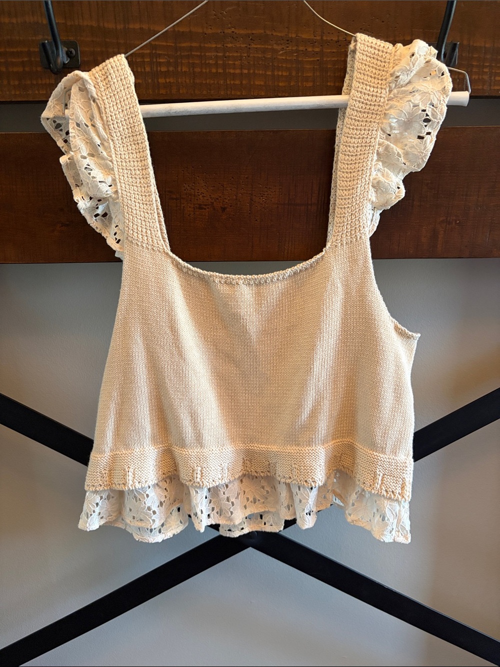 saltwater LUXE Cream Crochet-Trim Knit Camisole